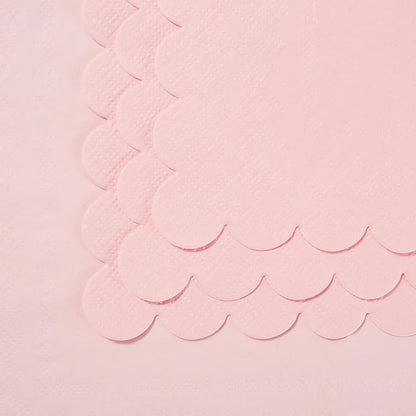 200 Pack Cocktail Napkin 2-Ply Scalloped Edged Dessert Napkins Folded 5 x 5 Inches Disposable Napkins for Dinner Wedding Birthday Party Bridal Anniversary Reception Event (Pink)