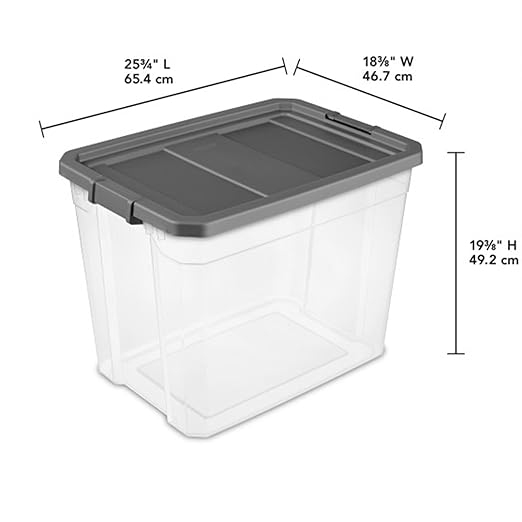 STERILITE 108 QT. Clear Stacker Storage Container Tote with Latching LID 4-Pack 4 X 1