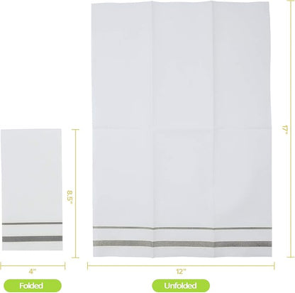 FOCUSLINE 200 Linen Feel Disposable Bathroom Napkins, Soft and Absorbent Paper Guest Towels, Cloth-Like Hand Towels Decorative Paper Napkins for Parties, Weddings, Dinners or Events, Silver, 12" x 17"