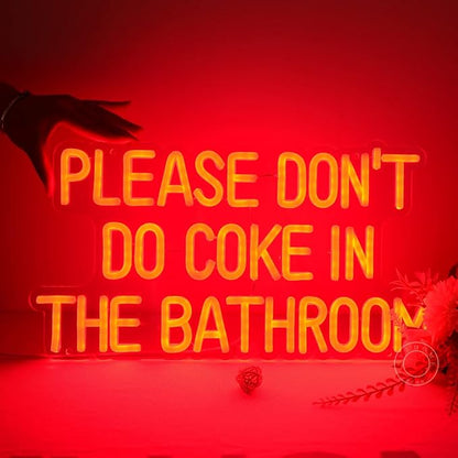 SYLHOME Red Please Don't Do Coke In The Bathroom Led Neon Light Sign Game Room Bedroom Bar Store Wall Decor Sign Birthday Christmas Party Backdrop USB 16.9"X9.2" 5V