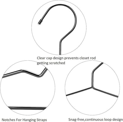 17.7" Strong Metal Wire Clothes Hangers, Coat Hanger Rack, Standard Suit Hangers, Metal Shirt Dress Hanger, 30 Pack, Black