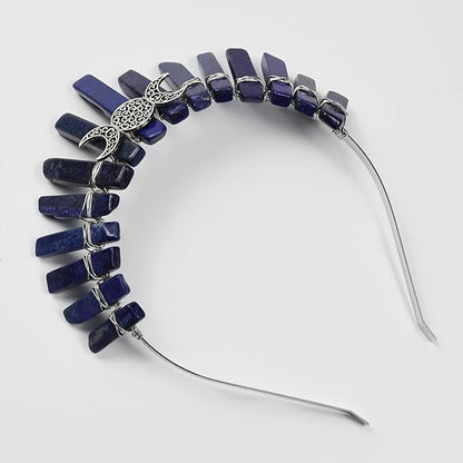 Chlorite Raw Quartz Headband, Tiara Crystal Hairband Fashion Rhinestone Headwear for Women Girls (sodalite1)