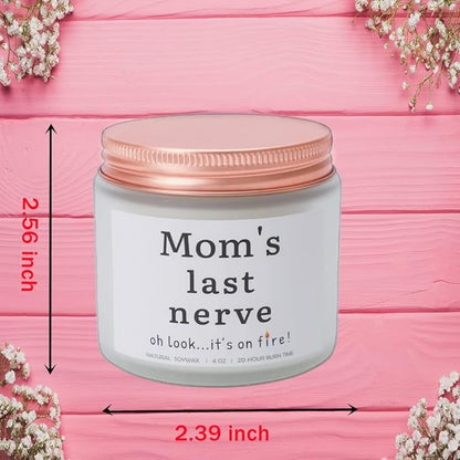 Mothers Day Gifts for Mom from Daughter Son Mom's Last Nerve Lavender Scented Soy Candle Funny Birthday Gifts Ideas for Mom