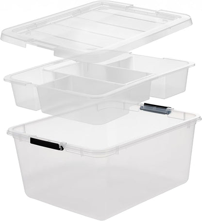IRIS USA 6-Pack Clip Box with Latching Lids, 18 Quart Craft Storage Bins, Art & Writing Supply Containers for Home, Office & Classroom Organization