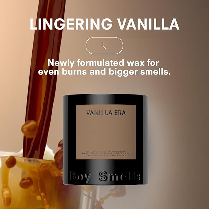 Boy Smells - Vanilla Era Scented Candles for Men and Women - 27 oz - Soy, Coconut Wax Candle Blend - Aromatic Candles for Home with Black Amber, Coffee, Incense - 100-Hour Burn - Cotton Wick