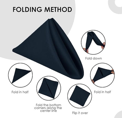 Navy Blue Cloth Napkins Bulk (Pack of 24) - 100% Polyester Dinner Linen Napkins Cloth Washable & Reusable - Durable with Hemmed Edges - Ideal for Parties and Weddings (17x17 Inches)