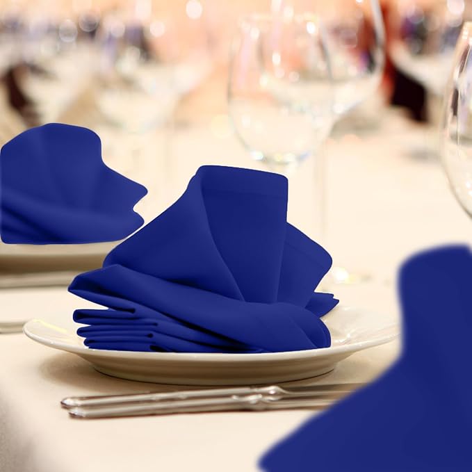 Royal Blue Cloth Napkins Bulk (Pack of 24) - 100% Polyester Dinner Linen Napkins Cloth Washable & Reusable - Durable with Hemmed Edges - Ideal for Parties and Weddings (17x17 Inches)