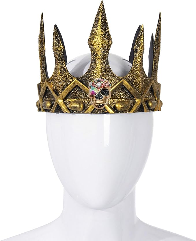 DothRayan Royal King Crown for Cosplay Prop Holiday Party, Halloween Costume Prom Party, Adjustable Royal Crown Prince Tiara