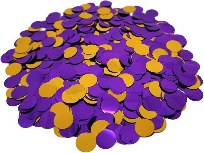 ZOOYOO Purple and Gold Foil Confetti, Round Foil Glitter Table Confetti Dots, Sparkling for Wedding Birthday Party Decoration (1.76 OZ, 1.5 cm)