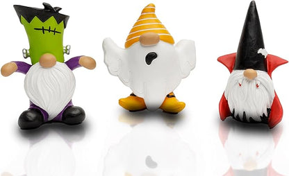 Madanar Resin Halloween Gnomes 3 Piece Set Tiered Tray Swedish Dwarf Shelf Kitchen Mantel Table Fall Home Decorations - Frankenstein, Ghost, Dracula (Halloween)