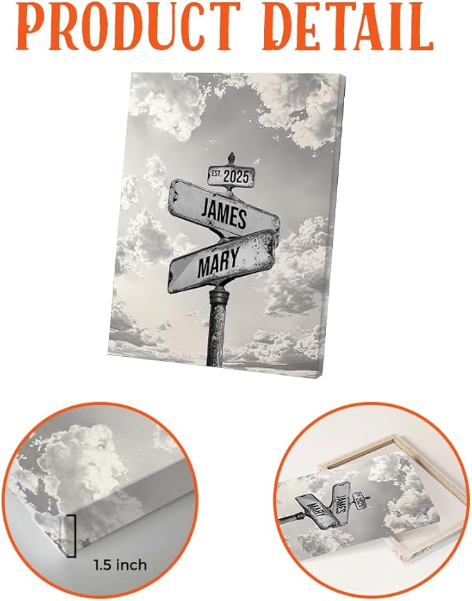 GABITA Personalized Wall Art for Couples, Anniversary Canvas for Couple, Gift for Valentines Day, Girlfriend Boyfriends Gifts, Custom Photo Poster for Wife and Husband