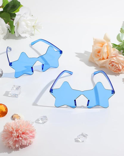 20 Pairs Rimless Star Sunglasses Bulk Transparent Candy Color Star Glasses for Women Men Party Favors
