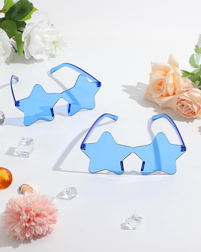 40 Pairs Rimless Star Sunglasses Bulk Wholesale Transparent Candy Color Star Glasses for Women Men Party Favors