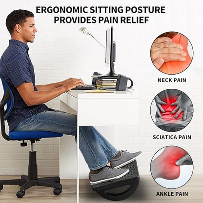 Foot Rest for Under Desk at Work - Ergonomic Foot Stools for Under Office Desk - Rocking Footrest with Roller Massager - Leg Rest for Chair, Computer Gaming -13" L x 9.6" W x 5" H