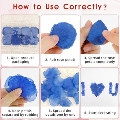 Rose Petals 2000pcs Artificial Silk Blue Rose Petals Flower Petals Fake Faux Roses Petal for Romantic Night Roses Petal Decorations for Wedding Proposal Anniversary Valentine's Day Flower Decorations