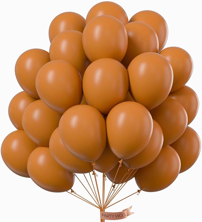 PartyWoo Tan Balloons 101 pcs 12 Inch Boho Neutral Light Brown Coffee Fall Latex Helium Balloons for Graduation Birthday Safari Boy Baby Shower Jungle Cowgirl Woodland Party Decorations Brown-F10