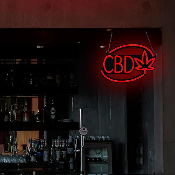 CBD-LED Neon Sign for Business,16x11 inch Vape Smoke Shop Sign RGB Bright Led for Window Wall Door VapeSmoke Store