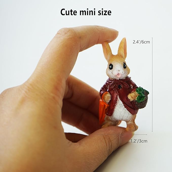 4pcs Miniature Rabbit Statues Decorative Fairy Garden Accessories, Bunny Set Status, Indoor and Outdoor Decoration