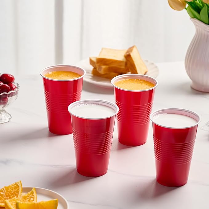 Lilymicky 240 Pack 16 oz Disposable Plastic Cups, Red Party Plastic Cups for Parties, Picnics and BBQ