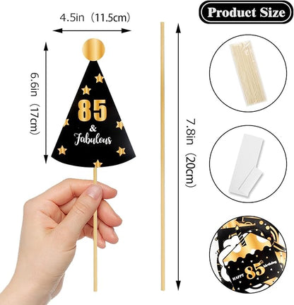 LINGTEER Happy 85th Birthday Party Photo Booth Props,Cheers to 85th Birthday 85th Years Old Bday Party Centerpieces Props Decorations Sign.