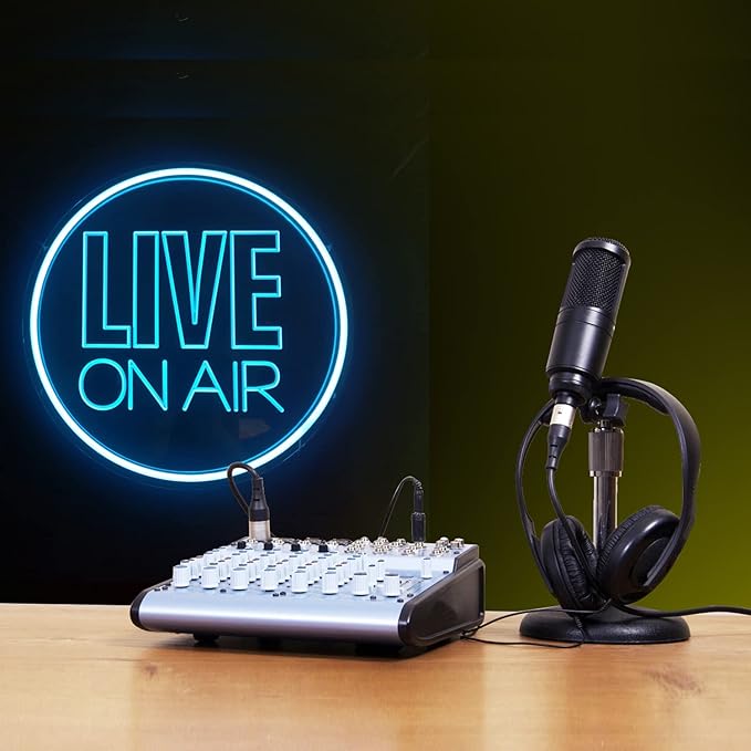 Live On Air Neon Light Sign, Round USB Powered On Air Led Light Up Sign, Dimmable Live On Air Streaming LED Sign for Tiktok, Twitch Streamer, Gamer, Game Room, Studio Decoration (Ice Blue)