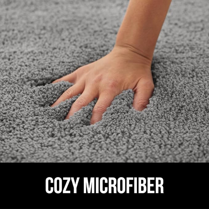 GORILLA GRIP Bathroom Rugs, 60x24, Ultra Soft Absorbent Mat, Thick Plush Bath Rug, Machine Washable, Microfiber Quick Dry, Mats for Shower, Bathtub and Floor, Home Decor Accessories, Grey