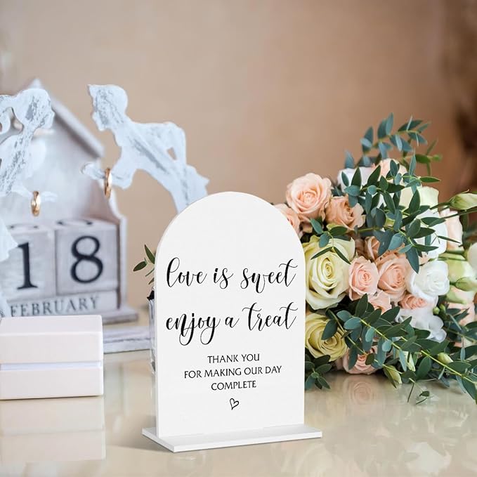 Wedding Signs Love Is Sweet Sign for Dessert Table Sweetheart Table Decor for Wedding Engagement Bridal Shower Ceremony Reception Event Valentine's Day Clear Acrylic Decor