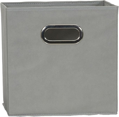 Household Essentials Fabric Storage Bins 6 Piece Set, Strong Poly-Woven Fabric, Sturdy Chipboard Sides, Grommet Front Handle, Stackable and Foldable, Classic Design, Dove Gray
