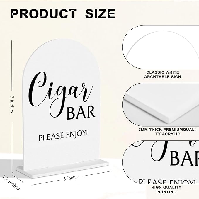 Cigar Bar Sign Wedding Bar Sign Wedding Table Signs for Engagement Bridal Shower Ceremony Reception Event Birthday Party Clear Acrylic Decor