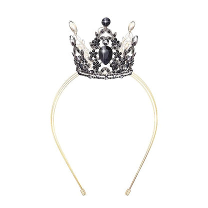 VELSCRUN Black Crystal Tiara Headband, Crowns for Women, Princess Girls Tiaras, Royal Queen Crown Princess Quinceanera Headpieces for Birthday Prom Bride Wedding Pageant Party Hair Band