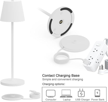 Ralaby IP54 Cordless Table Lamps Portable Rechargeable Battery Operated Lamp, Modern Aluminum Dimmable Indoor/Outdoor Cordless Desk Lamp for/Restaurant/Bar/Cafe/Bedroom (2 Pack,White,4800mAh)