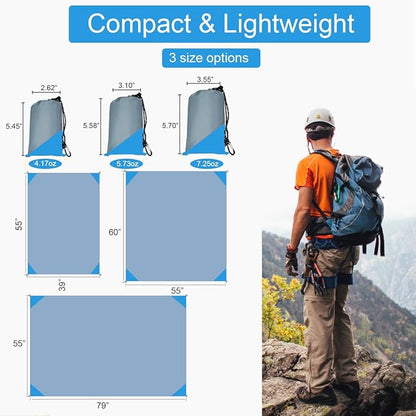 Orga'Neat Pocket Picnic Blanket, Sandproof Lightweight Pocket Camping Tarp, 55″x 39″ Foldable & Fits into Small Bag, Water Resistant Washable Quick Dry Compact Beach Mat for Outdoor Recreation