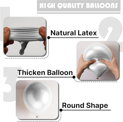 PartyWoo Silver Balloons 155 pcs Different Sizes of 18 12 10 5 Inch Silver Balloon Arch Kit Garland for Birthday Graduation Bachelorette Engagement Bridal Shower Wedding Party Decorations Silver-G102