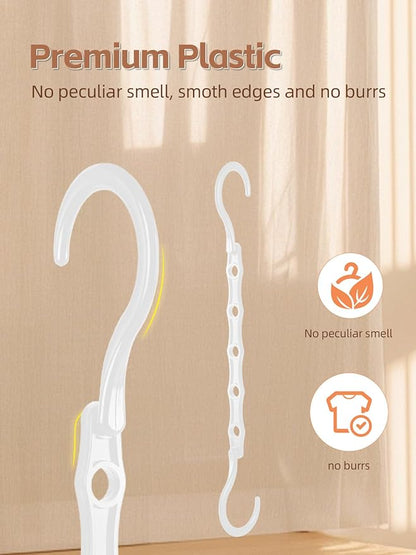 HOUSE DAY White Magic Space Saving Hangers, Premium Smart Hanger Hooks, Sturdy Cascading Hangers with 5 Holes for Heavy Clothes, Closet Organizers and Storage, College Dorm Room Essentials 10 Pack