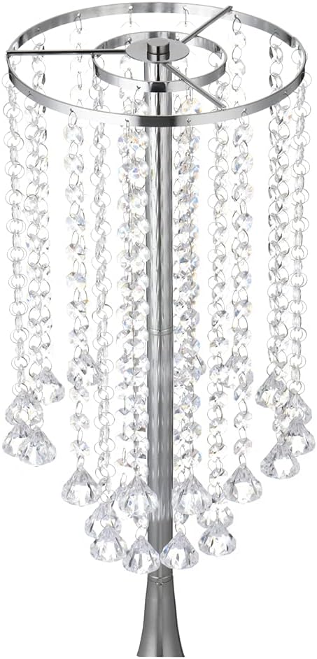 Luxurious Crystal(22.83"/58cm H) 2pcs Flower Stand Wedding Centerpieces on Floor, Tall Metal Flower Arrangement Stand, Tabletop Flower Vase for Wedding Party Dinner Event Hotel/Home Decor