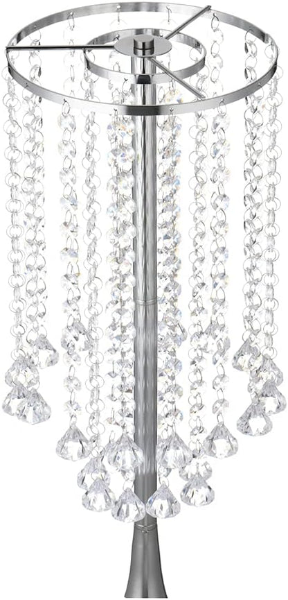 Luxurious Crystal(22.83"/58cm H) 2pcs Flower Stand Wedding Centerpieces on Floor, Tall Metal Flower Arrangement Stand, Tabletop Flower Vase for Wedding Party Dinner Event Hotel/Home Decor