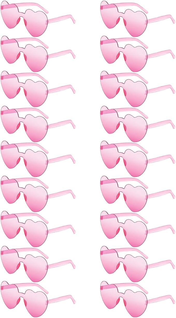 SUNOVELTIES 18 Heart Shape Rimless Sunglasses Transparent Candy Color Party Glasses Colored Eyewear for Women