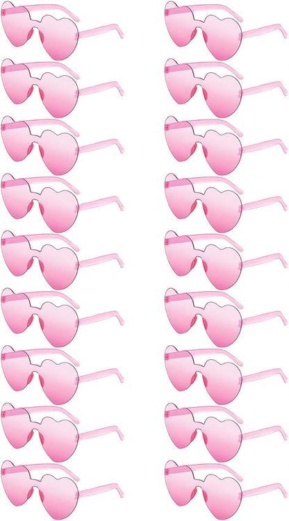 SUNOVELTIES 18 Heart Shape Rimless Sunglasses Transparent Candy Color Party Glasses Colored Eyewear for Women