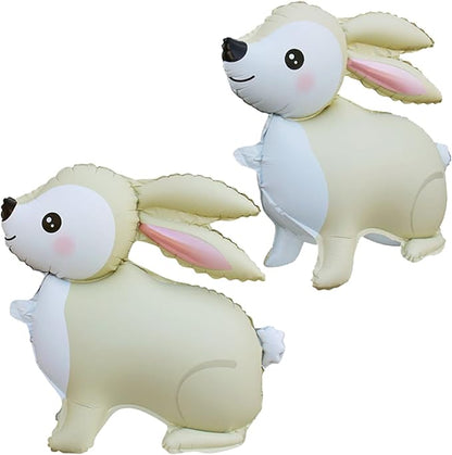 Cute Cartoon Bunny Standing Balloon,23in Cream White Rabbit Balloons Decorations for Animals Theme Birthday Party, Baby Shower, Gender Reveal,Easter Balloons,Set of 2