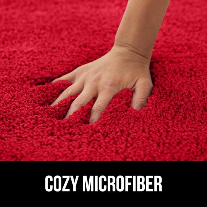 GORILLA GRIP Bathroom Rugs, 36x24, Ultra Soft Absorbent Mat, Thick Plush Bath Rug, Machine Washable, Microfiber Quick Dry, Mats for Shower, Bathtub and Floor, Home Decor Accessories, Red