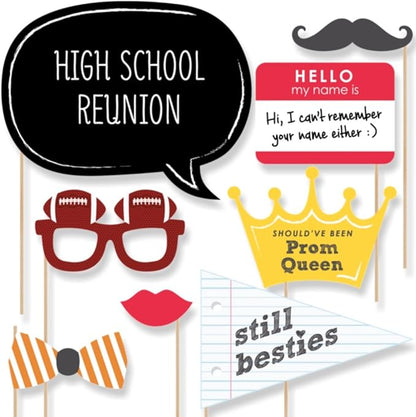 Big Dot of Happiness School Reunion Photo Booth Props Kit - 20 Premium Cardstock Party Accessories, Class Memory Picture Props with Sticks