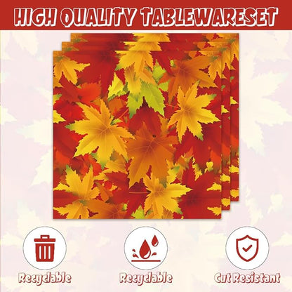 40Pcs Thanksgiving Day Party Supplies for 20 Guests - Fall Leaves Thanksgiving Day Autumn Plates and Napkins for Baby Shower Harvest Birthday Party Decorations