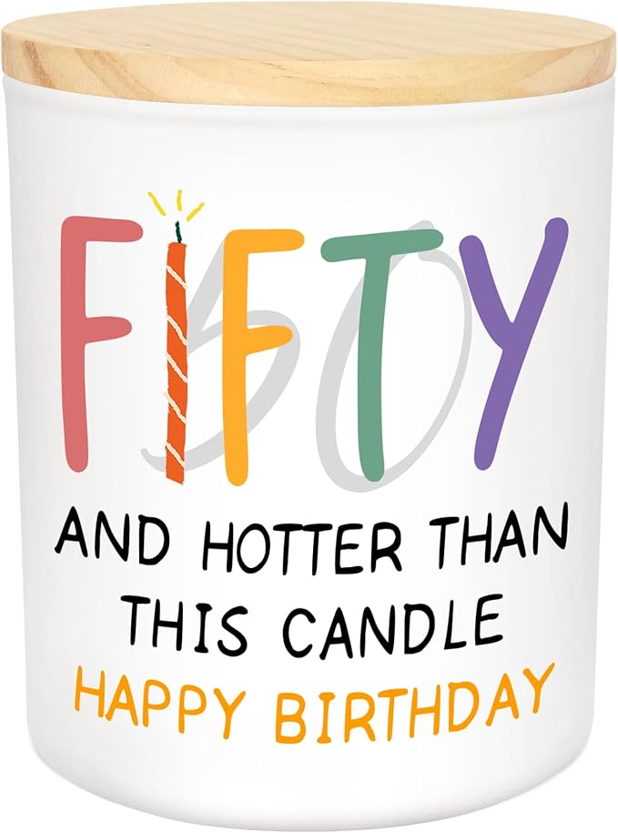Christmas 50th Birthday Gifts for Her Him - Long Lasting Vanilla Lavender Candle 10 oz - Funny 1975 Birthday Gifts for Women Men Husband Wife Mom Dad Friend, Fifty Candles for Women