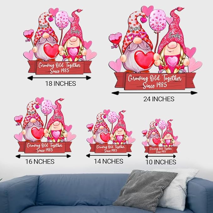 Growing Old Together Wooden Sign, Personalized Gifts for Him Her Wife Husband, Custom Wooden Plaque Anniversary Couples Gift, Christmas Valentine Gift For Parents, Grandparents Wall Decor Sign 24