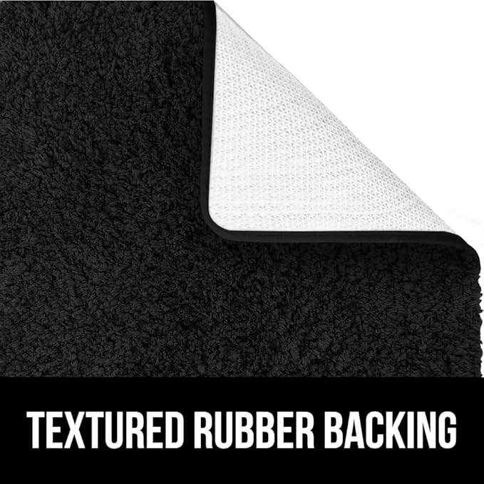 GORILLA GRIP Bathroom Rugs, 42x24, Ultra Soft Absorbent Mat, Thick Plush Bath Rug, Machine Washable, Microfiber Quick Dry, Mats for Shower, Bathtub and Floor, Home Decor Accessories, Black