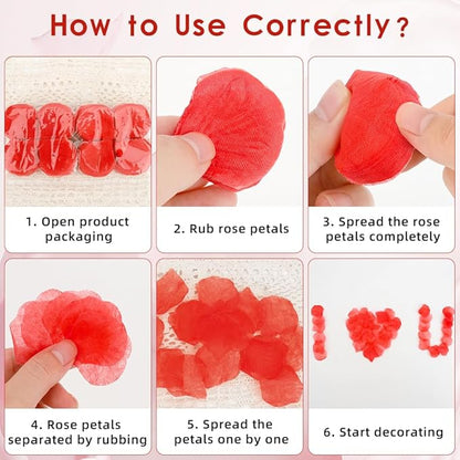 Rose Petals 2000 pcs Artificial Silk Red Rose Petals Flower Petals Fake Faux Roses Petal for Romantic Night Roses Petal Decorations for Wedding Proposal Anniversary Valentine's Day Flower Decorations