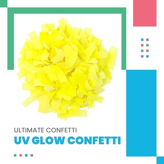UV Glow Biodegradable Tissue Confetti, Yellow Color – Ultimate Confetti Fluttering Tissue Paper for Confetti Cannon and Launcher Use, Table Decorations, and More (20 Handfuls per Bag, 1 lb)