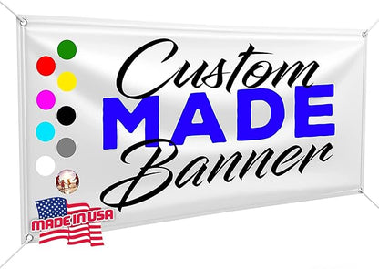 Custom Design - Any Size Vinyl Banner - Full Color - Made in USA - Business, Storefront, Birthday Party, Graduation, Outdoor Events, Garage, Shop, Baby Shower, Backdrop - Fast Turnaround (5' x 10')