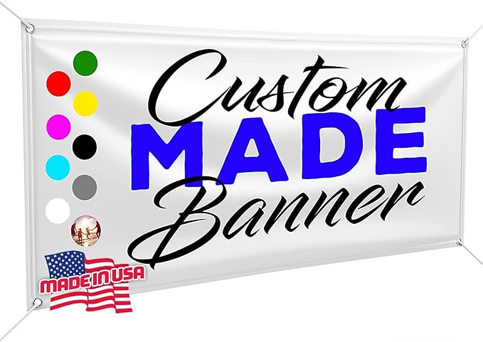 Custom Design - Any Size Vinyl Banner - Full Color - Made in USA - Business, Storefront, Birthday Party, Graduation, Outdoor Events, Garage, Shop, Baby Shower, Backdrop - Fast Turnaround (3' x 3')