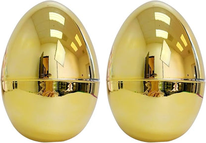 GiftExpress Jumbo Easter Eggs - 10" Tall x 7" Wide Extra Large Empty Plastic Eggs - Perfect Kids & Adult Party Toys for Gift Baskets or Egg Hunt Decor - 2 Piece, Gold
